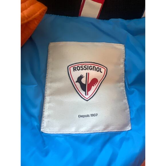 Rossignol Cesar Mens Orange Full-Zip Hooded Down Puffer Jacket Size M - Picture 2 of 11